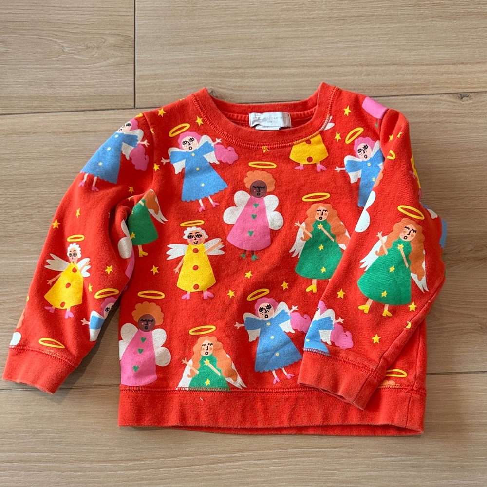 Stella McCartney Kids Angel Star Print Sweatshirt‎ Red Cotton Pullover Size 4Y
